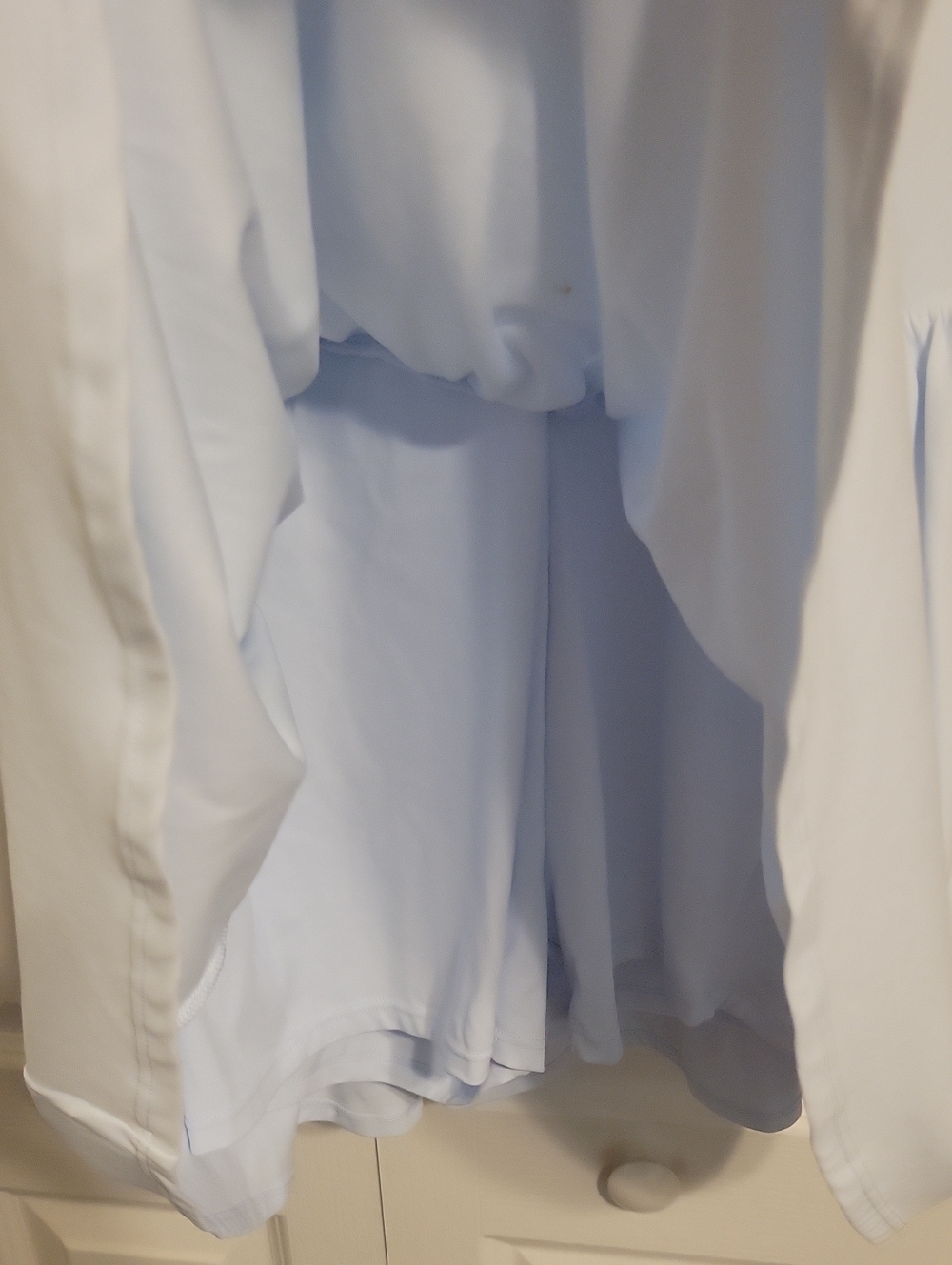 Light Blue Women's Sleeveless Fit-and-Flare Dress W Builtin Shorts - Picture 3 of 3